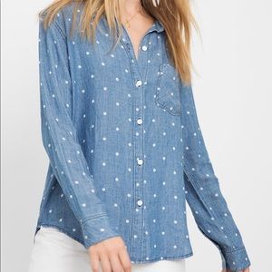 Rails Denim Polka Dot Chambray Button Down Top